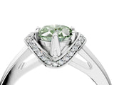 White gold Fancy Green Oval  Solitaire Diamond Ring with Pave Band and Six-Prong Setting_36