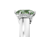 White gold Fancy Green Oval  Solitaire Diamond Ring with Pave Band and Six-Prong Setting_37