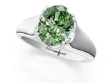 White gold Fancy Green Oval  Solitaire Diamond Ring with Six-Prong Cathedral Setting_33