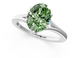 White gold Fancy Green Oval  Solitaire Diamond Ring with Six-Prong Setting and Tapered Band_18