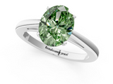 White gold Fancy Green Oval  Solitaire Diamond Ring with Split Shank and Four-Prong Setting_21