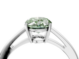 White gold Fancy Green Oval  Solitaire Diamond Ring with Split Shank and Four-Prong Setting_24