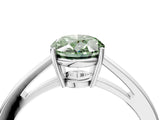 White gold Fancy Green Oval  Solitaire Diamond Ring with Split Shank and Four-Prong Setting_28