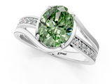 White gold Fancy Green Oval  Solitaire Diamond Ring with Split Shank and Prong Setting_42