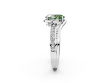 White gold Fancy Green Oval  Solitaire Diamond Ring with Split Shank and Prong Setting_43