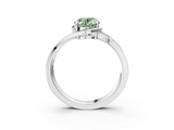 White gold Fancy Green Oval  Solitaire Diamond Ring with Split Shank and Prong Setting_44