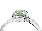White gold Fancy Green Oval  Solitaire Diamond Ring with Split Shank and Prong Setting_45