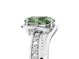 White gold Fancy Green Oval  Solitaire Diamond Ring with Split Shank and Prong Setting_47