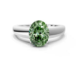 White gold Fancy Green Oval  Solitaire Diamond Ring with Tapered Band and Four-Prong Setting_49