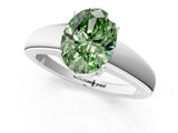 White gold Fancy Green Oval  Solitaire Diamond Ring with Tapered Band and Four-Prong Setting_50