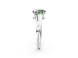 White gold Fancy Green Oval  Solitaire Diamond Ring with Tapered Band and Four-Prong Setting_51