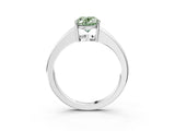 White gold Fancy Green Oval  Solitaire Diamond Ring with Tapered Band and Four-Prong Setting_52