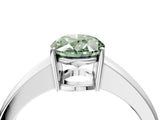 White gold Fancy Green Oval  Solitaire Diamond Ring with Tapered Band and Four-Prong Setting_53