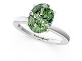 White gold Fancy Green Oval  Solitaire Diamond Ring with Thin Band and Four-Prong Setting_4