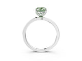 White gold Fancy Green Oval  Solitaire Diamond Ring with Thin Band and Four-Prong Setting_63