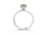 White gold Fancy Green Oval  Solitaire Diamond Ring with Thin Band and Four-Prong Setting_6