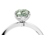 White gold Fancy Green Oval  Solitaire Diamond Ring with Thin Band and Four-Prong Setting_7