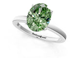 White gold Fancy Green Oval  Solitaire Diamond Ring with Thin Band and Four-Prong Setting_85