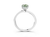 White gold Fancy Green Oval  Solitaire Diamond Ring with Thin Band and Four-Prong Setting_87
