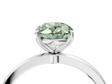 White gold Fancy Green Oval  Solitaire Diamond Ring with Thin Band and Four-Prong Setting_88