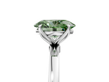White gold Fancy Green Oval  Solitaire Diamond Ring with Thin Band and Four-Prong Setting_8