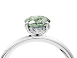 White gold Fancy Green Oval  Solitaire Diamond Ring with a Classic Band and Four-Prong Setting 5