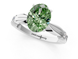 White gold Fancy Green Oval  Solitaire Diamond Twisted Band with Four-Prong Setting_110