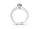 White gold Fancy Green Oval  Solitaire Diamond with Pavé Band and Four-Prong Setting_88