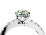 White gold Fancy Green Oval  Solitaire Diamond with Pavé Band and Four-Prong Setting_90