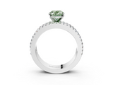 White gold Fancy Green Oval  Solitaire Diamond with Pave and Channel Set Band_93