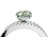White gold Fancy Green Oval  Solitaire Diamond with Pave and Channel Set Band_94