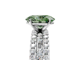 White gold Fancy Green Oval  Solitaire Diamond with Pave and Channel Set Band_95