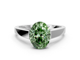 White gold Fancy Green Oval  Solitaire Engagement Ring with Four-Prong Setting and Tapered Band_3