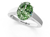 White gold Fancy Green Oval  Solitaire Engagement Ring with Four-Prong Setting and Tapered Band_4