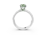 White gold Fancy Green Oval  Solitaire Engagement Ring with Scrollwork Band and Four-Prong Setting_209