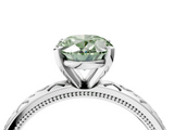 White gold Fancy Green Oval  Solitaire Engagement Ring with Scrollwork Band and Four-Prong Setting_210