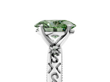 White gold Fancy Green Oval  Solitaire Engagement Ring with Scrollwork Band and Four-Prong Setting_210