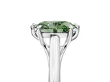White gold Fancy Green Oval  Solitaire Engagement Ring with Six-Prong Setting and Classic Band