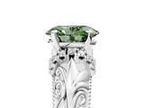 White gold Fancy Green Oval  Solitaire Filigree Engagement Ring with Halo and Prong Setting_67