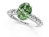 White gold Fancy Green Oval  Solitaire Floral Milgrain Engagement Ring_32