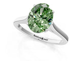 White gold Fancy Green Oval  Solitaire Heart Prong Engagement Ring with Tapered Band_56