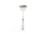 White gold Fancy Green Oval  Solitaire Heart Prong Engagement Ring with Tapered Band_57