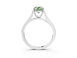 White gold Fancy Green Oval  Solitaire Heart Prong Engagement Ring with Tapered Band_58