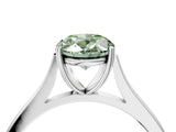 White gold Fancy Green Oval  Solitaire Heart Prong Engagement Ring with Tapered Band_59