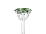 White gold Fancy Green Oval  Solitaire Heart Prong Engagement Ring with Tapered Band_60