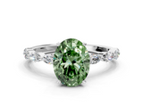 White gold Fancy Green Oval  Solitaire Marquise Side Stone Prong Setting Ring_56