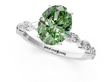 White gold Fancy Green Oval  Solitaire Marquise Side Stone Prong Setting Ring_57
