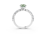 White gold Fancy Green Oval  Solitaire Marquise Side Stone Prong Setting Ring_59