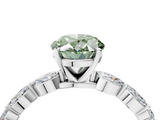 White gold Fancy Green Oval  Solitaire Marquise Side Stone Prong Setting Ring_60