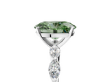 White gold Fancy Green Oval  Solitaire Marquise Side Stone Prong Setting Ring_61